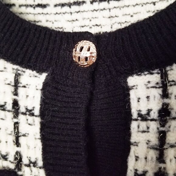 Oversized Tweed Textured Knit Cardigan Jacket Sweater OS Chunky Knit Pockets - Picture 15 of 16